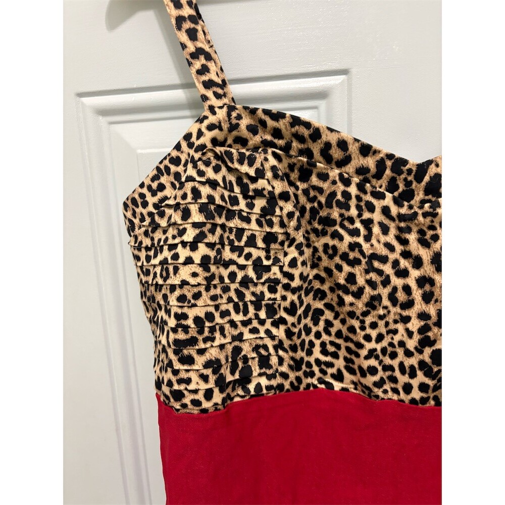 Torrid Dress Womens Plus Size 16 Red Leopard Print Midi Sheath Bustier - Picture 2 of 11